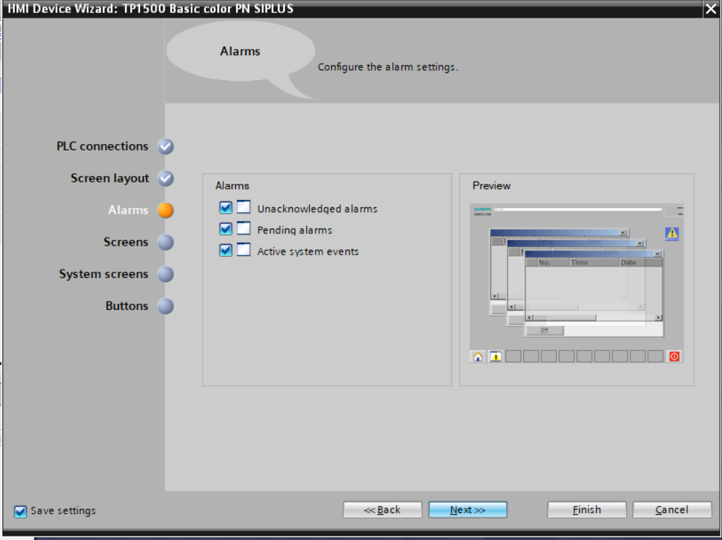 configure alarm in wincc tia portal